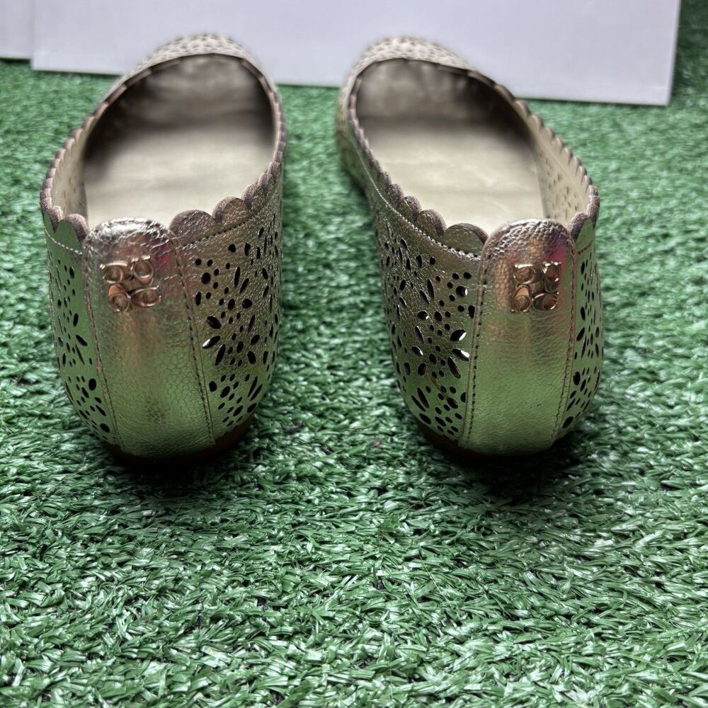 Coach Champagne Gold COACH Carsin Openwork Pattern Flats Size 5 - Picture 5 of 6